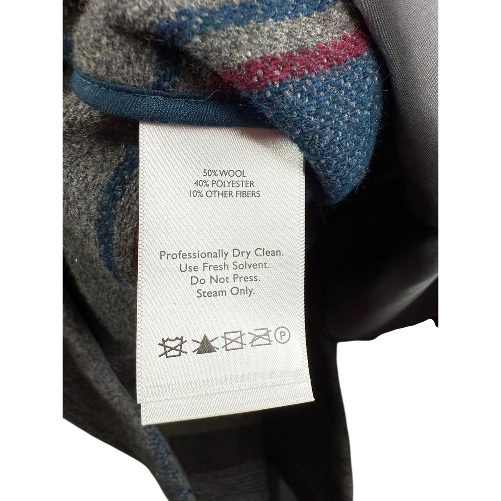 Eddie Bauer Poncho Womens Medium Gray Wool Blend Striped Cape Jacket Coat - Picture 6 of 7